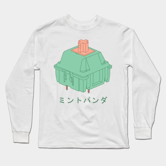 Mint Panda Mechanical Keyboard Cherry MX Switch with Japanese Writing Long Sleeve T-Shirt by Charredsky